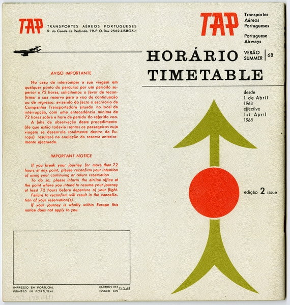 Image: timetable: TAP (Transportes Aereos Portugueses)