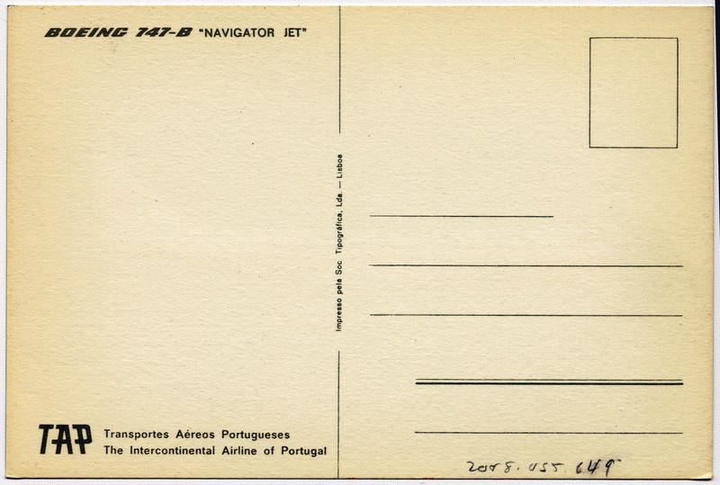 Image: postcard: TAP (Transportes Aereos Portugueses), Boeing 747-200