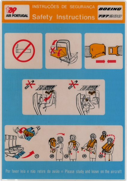 Image: safety information card: TAP Air Portugal, Boeing 737-200