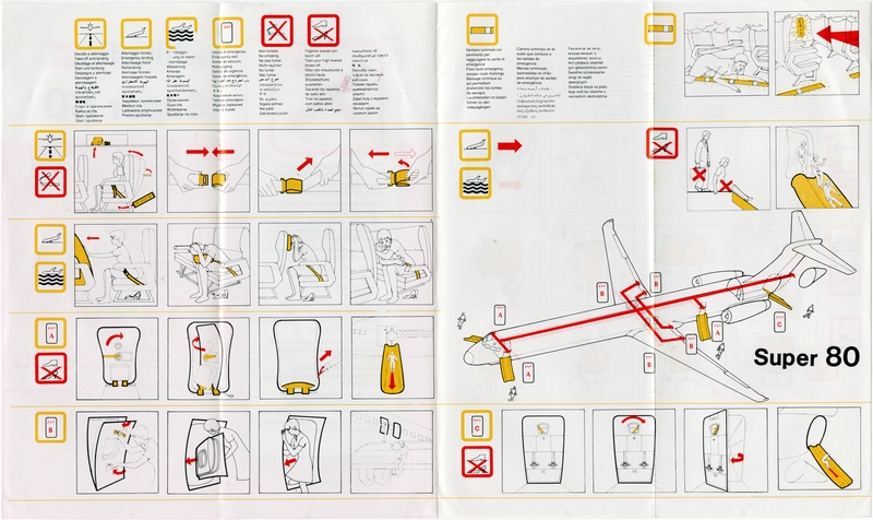 Image: safety information card: Alitalia, Douglas DC-9 Super 80