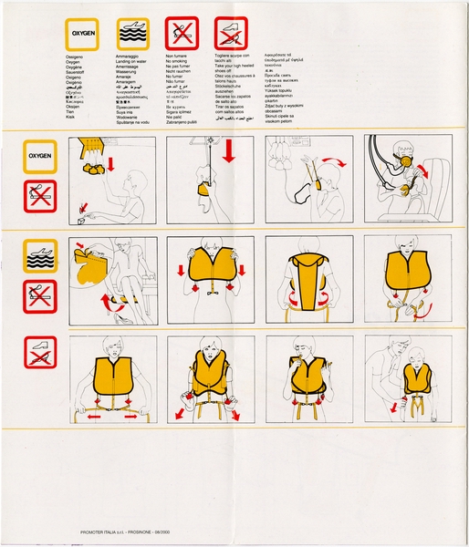 Image: safety information card: Alitalia, Airbus A321
