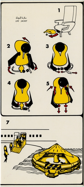 Image: safety information card: Alia (Royal Jordanian Airlines), Boeing 747