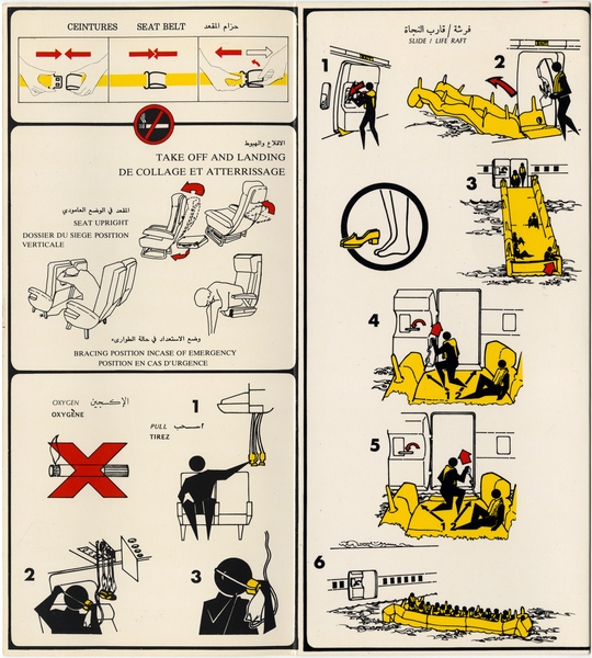 Image: safety information card: Alia (Royal Jordanian Airlines), Boeing 747