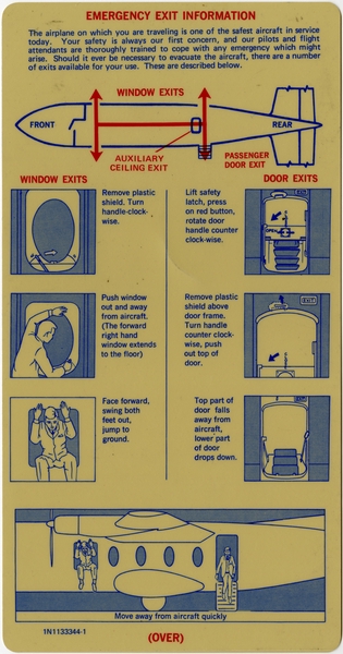 Image: safety information card: Allegheny Airlines, Mohawk 298