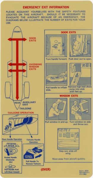 Image: safety information card: Allegheny Airlines, Douglas DC-9