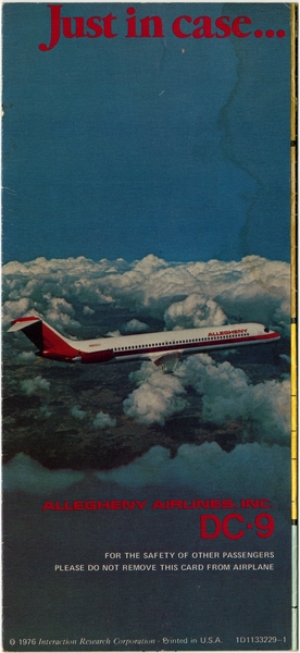 Image: safety information card: Allegheny Airlines, Douglas DC-9