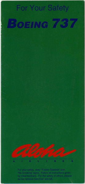 Image: safety information card: Aloha Airlines, Boeing 737