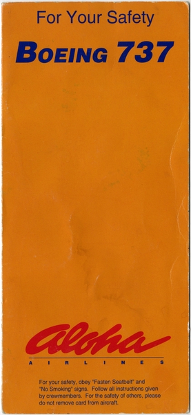 Image: safety information card: Aloha Airlines, Boeing 737