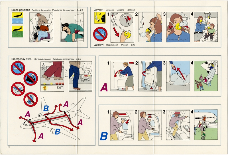 Image: safety information card: America West Airlines, Boeing 737