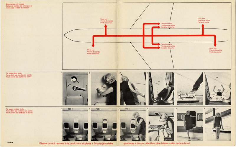 Image: safety information card: American Airlines, Boeing 707-323B, Boeing 727-323C