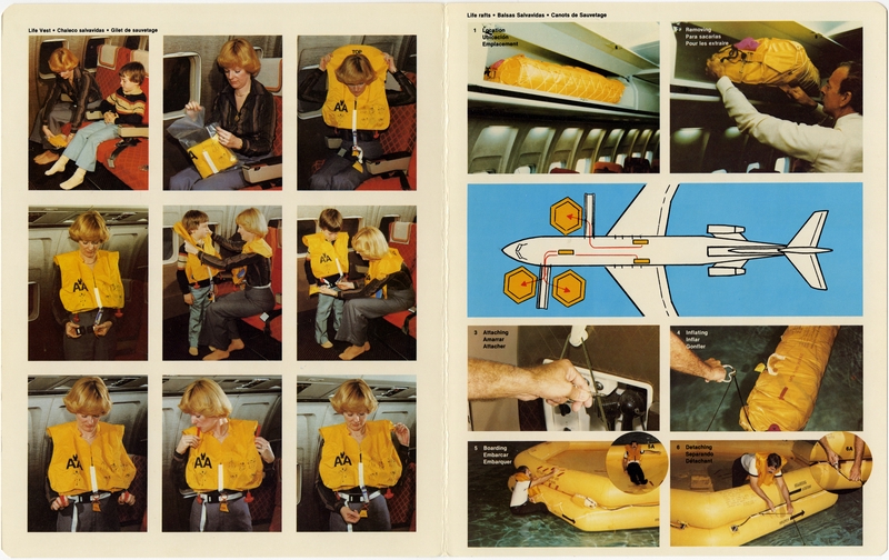 Image: safety information card: American Airlines, Boeing 727-023