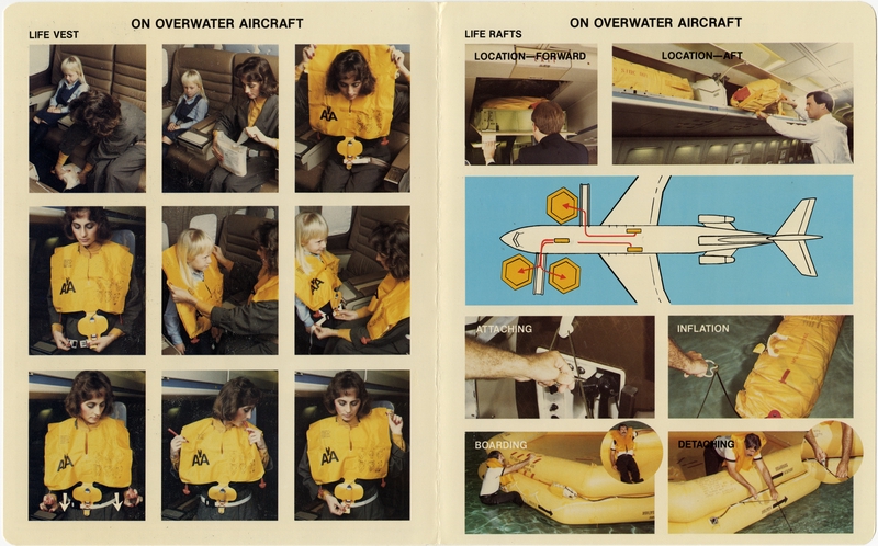 Image: safety information card: American Airlines, Boeing 727-023