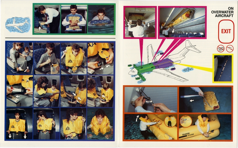 Image: safety information card: American Airlines, Boeing 727-223