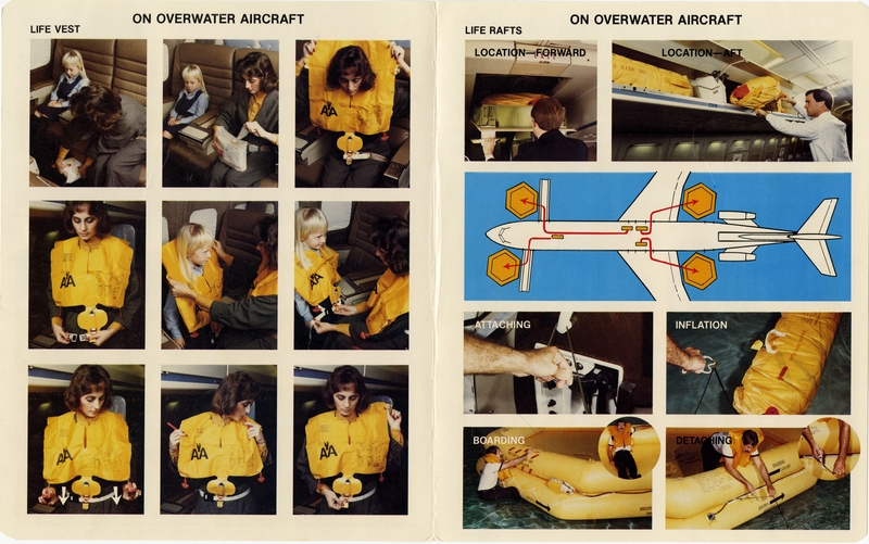 Image: safety information card: American Airlines, Boeing 727-223