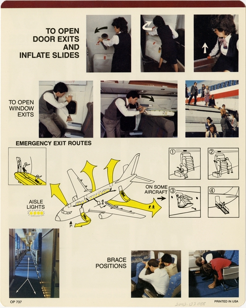 Image: safety information card: American Airlines, Boeing 737