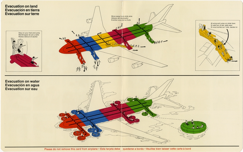 Image: safety information card: American Airlines, Boeing 747