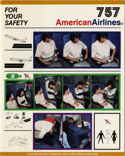 Image: safety information card: American Airlines, Boeing 757