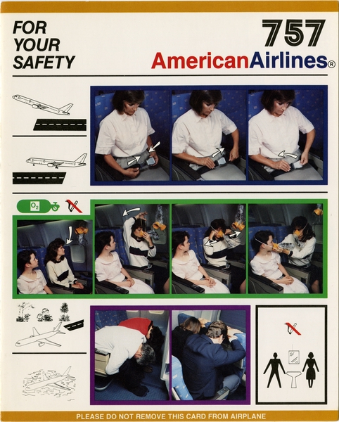Image: safety information card: American Airlines, Boeing 757
