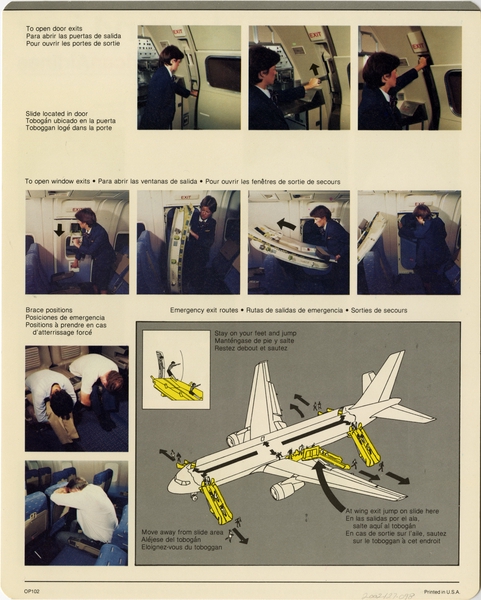 Image: safety information card: American Airlines, Boeing 767