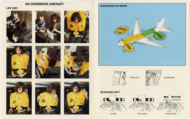 Image: safety information card: American Airlines, Boeing 767ER