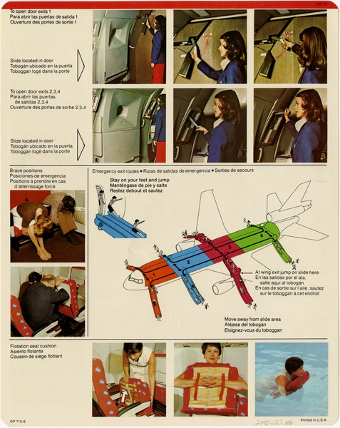 Image: safety information card: American Airlines, McDonnell Douglas DC-10