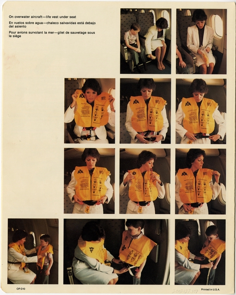 Image: safety information card: American Airlines, McDonnell Douglas DC-10