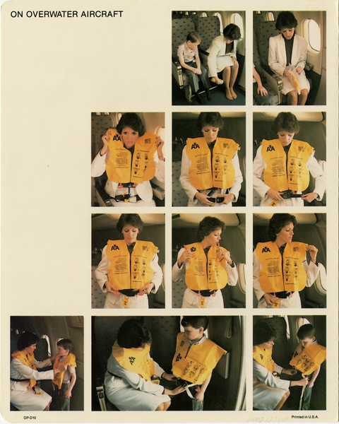 Image: safety information card: American Airlines, McDonnell Douglas DC-10