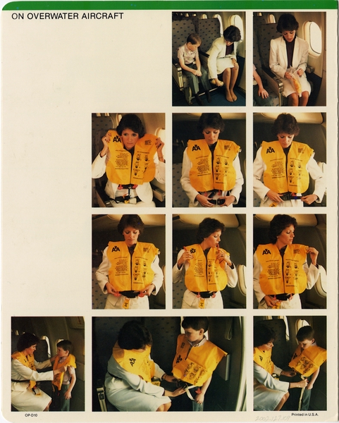 Image: safety information card: American Airlines, McDonnell Douglas DC-10