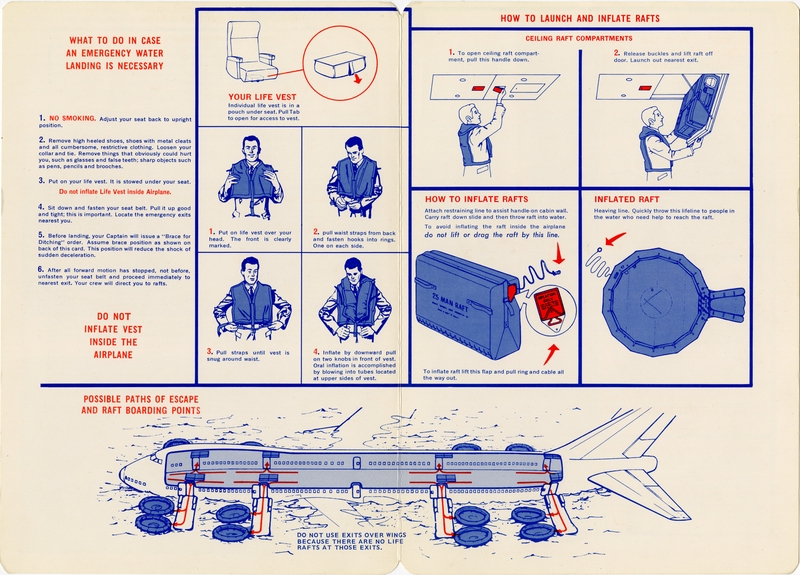 Image: safety information card: American Airlines, Boeing 747