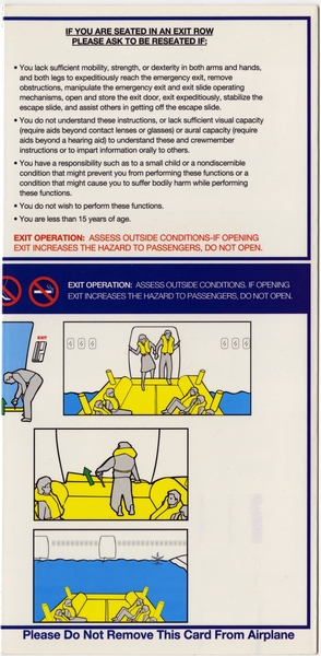 Image: safety information card: American Airlines, McDonnell Douglas DC-10