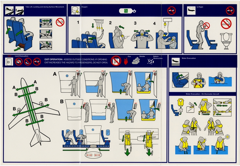 Image: safety information card: American Airlines, McDonnell Douglas DC-10