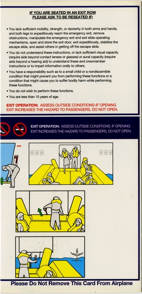 Image: safety information card: American Airlines, Boeing 767-200