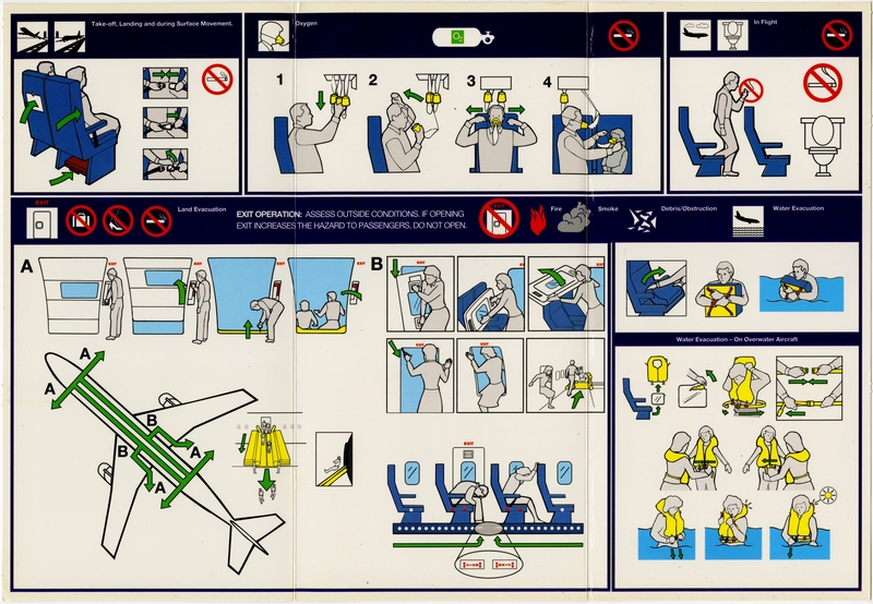 Image: safety information card: American Airlines, Boeing 767-200