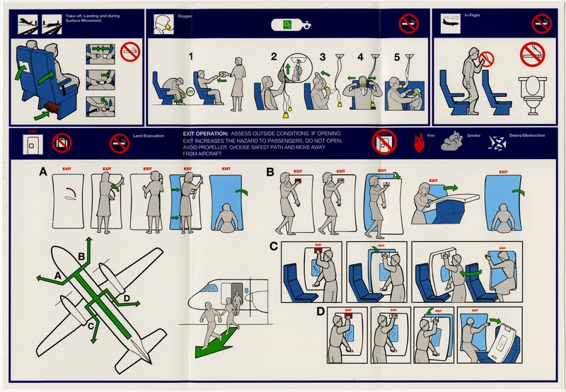 Image: safety information card: American Eagle, Saab SF-340