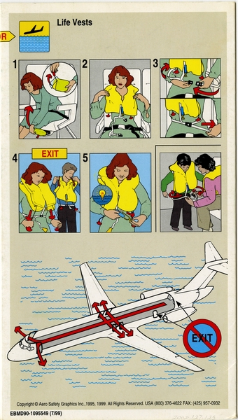 Image: safety information card: American Airlines, McDonnell Douglas MD-90