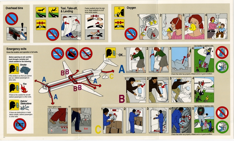 Image: safety information card: American Airlines, McDonnell Douglas MD-90