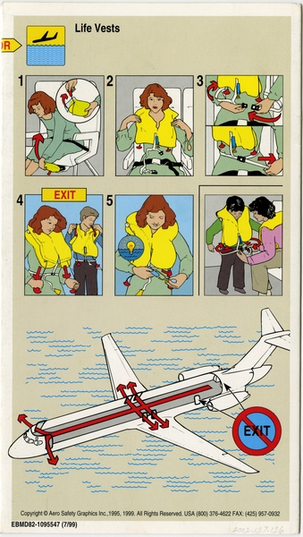 Image: safety information card: American Airlines, McDonnell Douglas MD-82 and MD-83