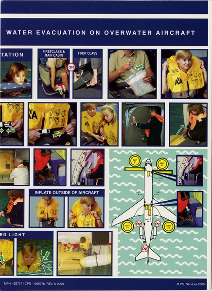 Image: safety information card: American Airlines, Boeing 727