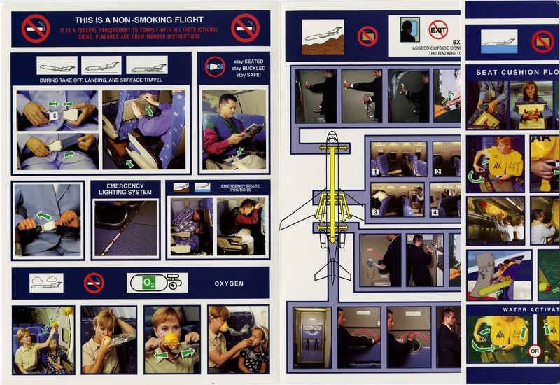 Image: safety information card: American Airlines, Boeing 727