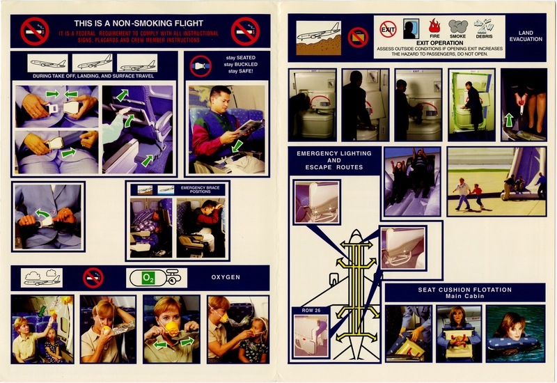 Image: safety information card: American Airlines, Boeing 777