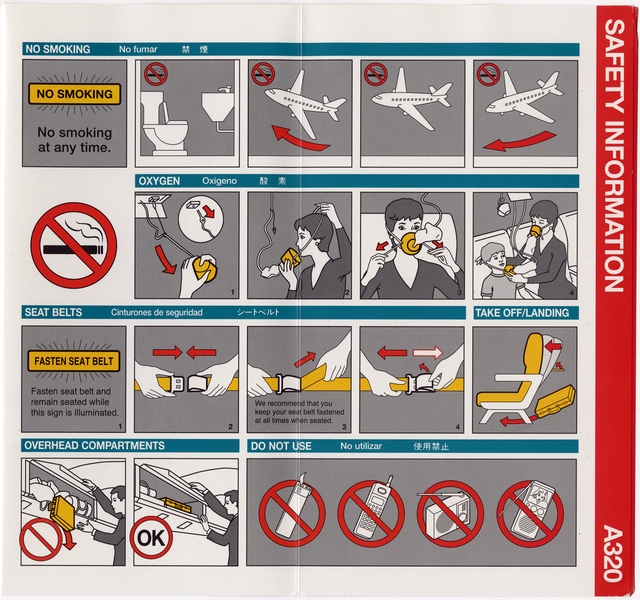 Image: safety information card: America West Airlines, Airbus A320