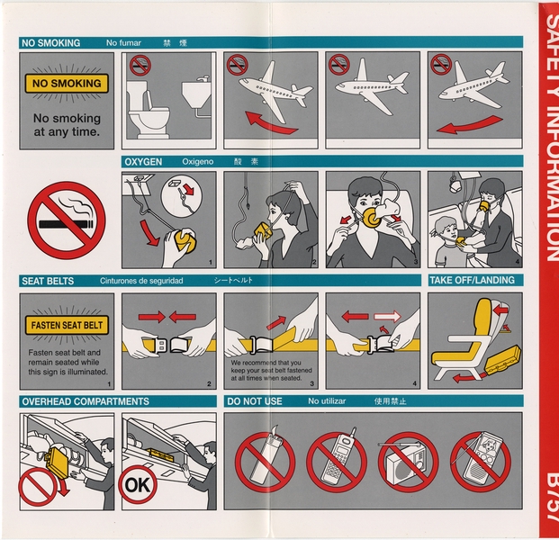 Image: safety information card: America West Airlines, Boeing 757