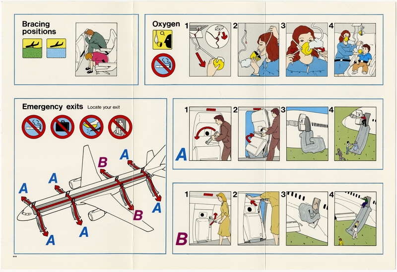Image: safety information card: America West Airlines, Boeing 757