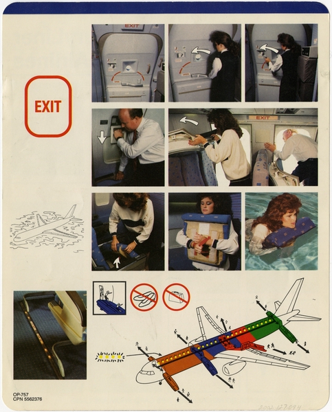 Image: safety information card: American Airlines, Boeing 757