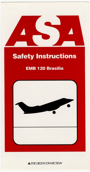 Image: safety information card: Atlantic Southwest Airlines (ASA) / Delta Connection, Embraer EMB-120 Brasilia