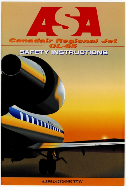 Image: safety information card: Atlantic Southwest Airlines (ASA) / Delta Connection, Canadair Regional Jet CL-65