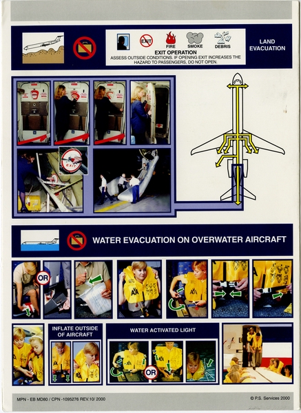 Image: safety information card: American Airlines, McDonnell Douglas MD-80