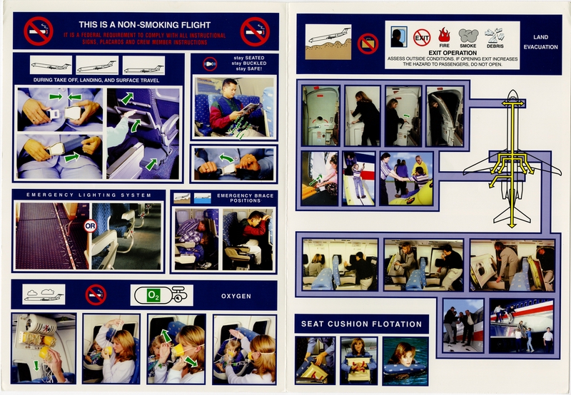 Image: safety information card: American Airlines, McDonnell Douglas MD-80