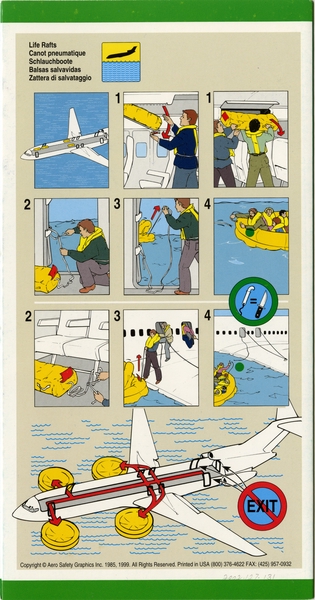 Image: safety information card: American Trans Air, Boeing 727