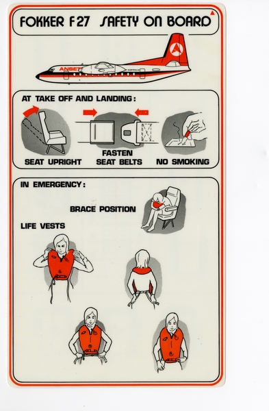 Image: safety information card: Ansett, Fokker F.27